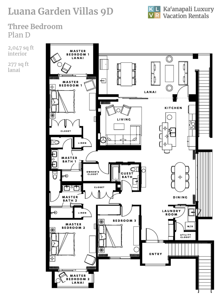 Luana Garden Villas 9D Floor Plan at Honua Kai Resort